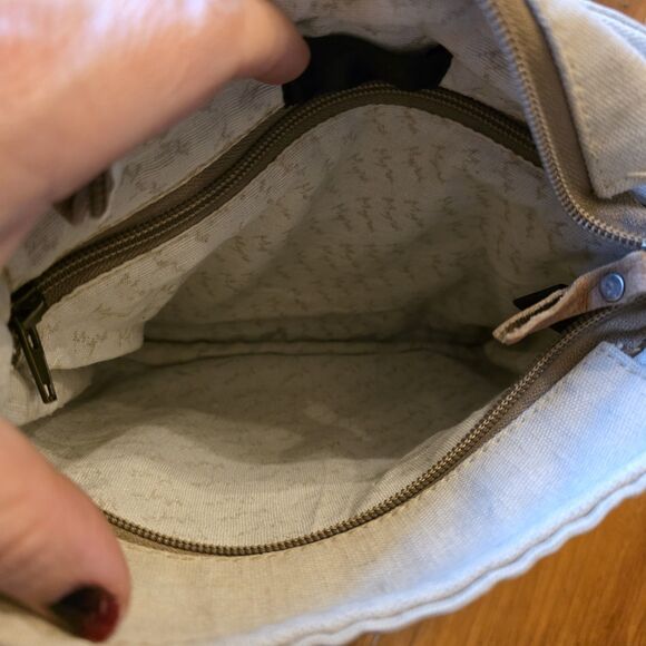 MYRA Slim Canvas Crossbody Bag Cotton Leather Military Vintage Cottage - Picture 3 of 4